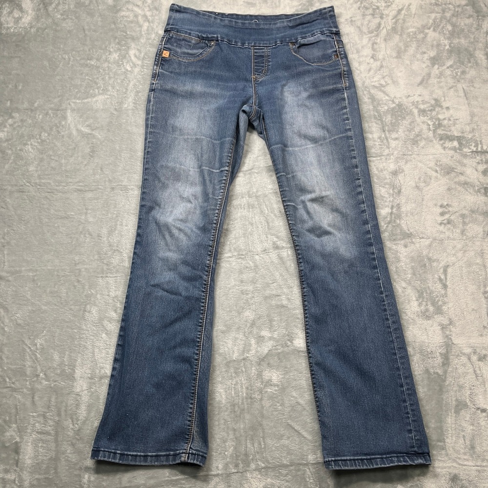 Lola Jeans Leah Pull On Straight Leg Jeans Womens 8 Blue Regular Rise Stretch